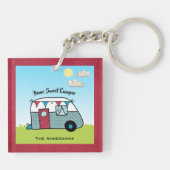 Retro Red en Blauwgroen Camper Sleutelhanger (Achterkant)