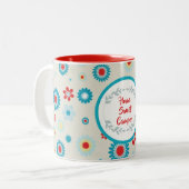 Retro Red en Blauwgroen Camper Tweekleurige Koffiemok (Voorkant links)