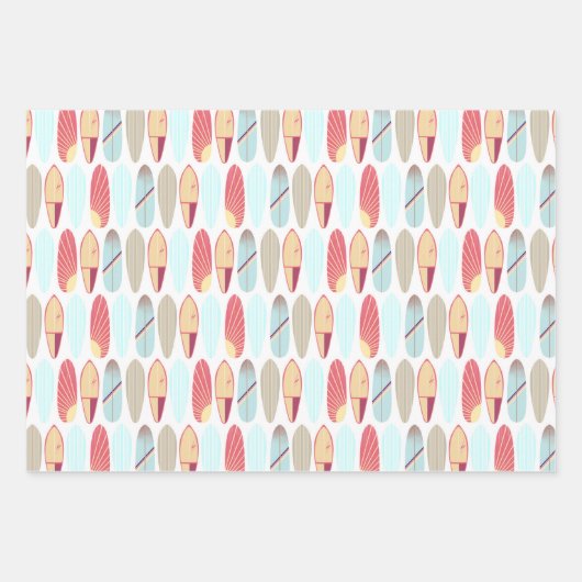 Retro Red en Blue Surfboard Patroon Inpakpapier Vel (Voorkant 3)