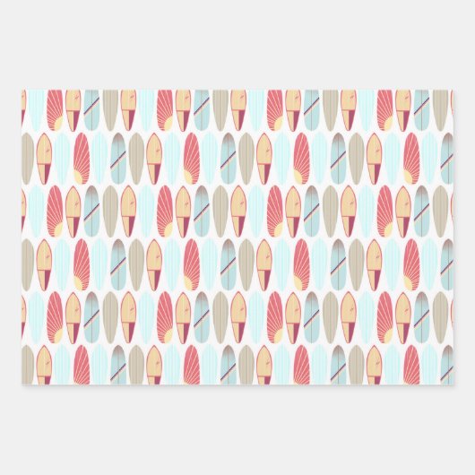 Retro Red en Blue Surfboard Patroon Inpakpapier Vel (Voorkant 2)