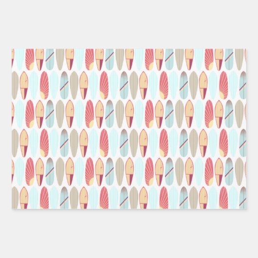 Retro Red en Blue Surfboard Patroon Inpakpapier Vel (Voorkant)