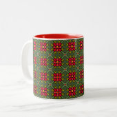 Retro Red en Green Floral Geometric Mok (Voorkant links)