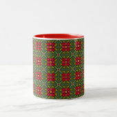 Retro Red en Green Floral Geometric Mok (Center)