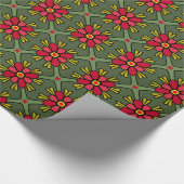 Retro Red en Green Geometric Floral X-Mas Wrapping Cadeaupapier (Hoek)