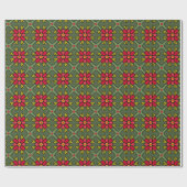 Retro Red en Green Geometric Floral X-Mas Wrapping Cadeaupapier (Vlak)