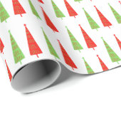 Retro Red en Green Kerstbomen Cadeaupapier (Rol Hoek)