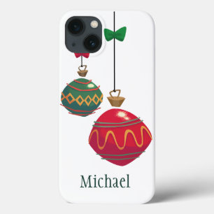 Retro Red- en Green-kerstversieringen Case-Mate iPhone Case