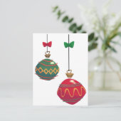 Retro Red- en Green-kerstversieringen Feestdagenkaart (Staand voorkant)