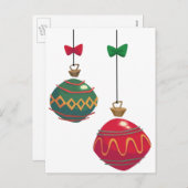 Retro Red- en Green-kerstversieringen Feestdagenkaart (Voorkant / Achterkant)