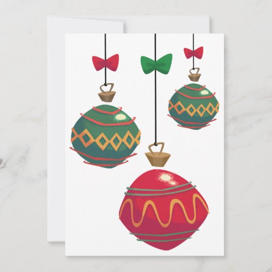 Retro Red- en Green-kerstversieringen Kaart (Voorkant)