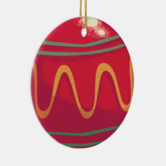 Retro Red- en Green-kerstversieringen Keramisch Ornament (Rechts)