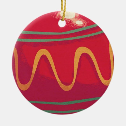 Retro Red- en Green-kerstversieringen Keramisch Ornament (Voorkant)