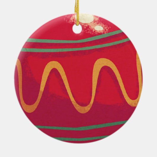 Retro Red- en Green-kerstversieringen Keramisch Ornament (Achterkant)