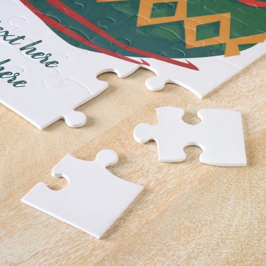 Retro Red- en Green-kerstversieringen Legpuzzel (Zijkant)