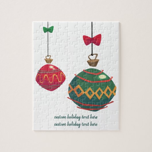 Retro Red- en Green-kerstversieringen Legpuzzel (Verticaal)