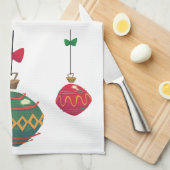 Retro Red- en Green-kerstversieringen Theedoek (Quarter Fold)