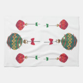 Retro Red- en Green-kerstversieringen Theedoek (Horizontaal)