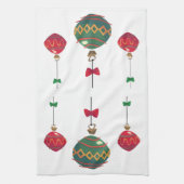 Retro Red- en Green-kerstversieringen Theedoek (Verticaal)