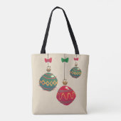 Retro Red- en Green-kerstversieringen Tote Bag (Achterkant)
