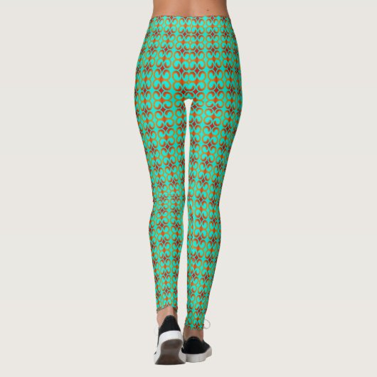 Retro Red en Green Pattern Leggings (Achterkant)