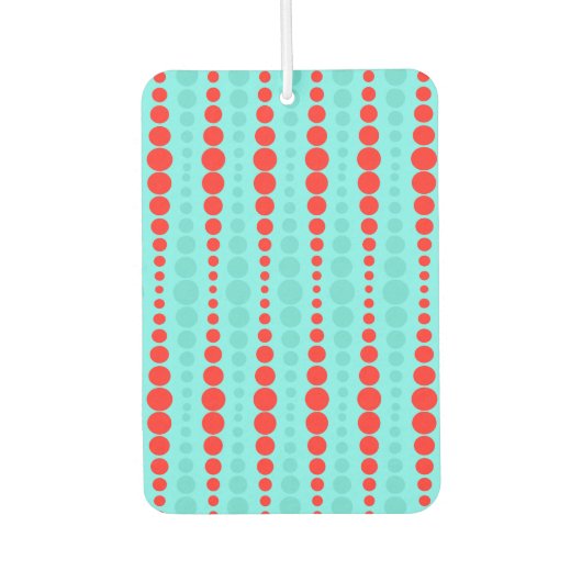 Retro Red en Turquoise Stippen Air Freshener Luchtverfrisser (Voorkant)