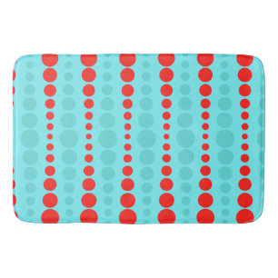 Retro Red en Turquoise Stippen Bath Mat