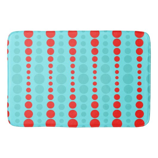 Retro Red en Turquoise Stippen Bath Mat (Voorkant)