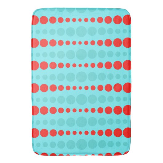 Retro Red en Turquoise Stippen Bath Mat (Voorkant Verticaal)