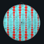 Retro Red en Turquoise Stippen Dart Board Dartbord<br><div class="desc">Degene die zei: "Dot, niet veel", zag nooit deze Retro Red en Turquoise Stippen Dart Board. Hij heeft een aqua achtergrond met rijen levendige rode en turkooiscirkels in gegradueerde afmetingen. Dit geïnspireerde patroon is als de Russische nestpoppen van de poka-puntenwereld! Het is retro. Het is griezelig. Het is een moderne...</div>