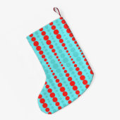 Retro Red en Turquoise Stippen kerststop Kleine Kerstsok (Achterkant (Hangend))