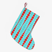Retro Red en Turquoise Stippen kerststop Kleine Kerstsok (Voorkant (Hangend))