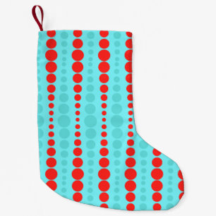 Retro Red en Turquoise Stippen kerststop Kleine Kerstsok