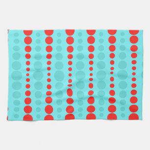 Retro Red en Turquoise Stippen Kitchen Towel Theedoek