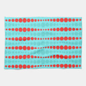 Retro Red en Turquoise Stippen Kitchen Towel Theedoek (Horizontaal)