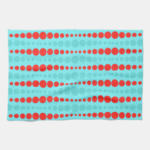 Retro Red en Turquoise Stippen Kitchen Towel Theedoek