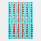 Retro Red en Turquoise Stippen Kitchen Towel Theedoek (Verticaal)