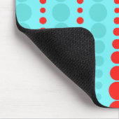 Retro Red en Turquoise Stippen Mousepad Muismat (Hoek)