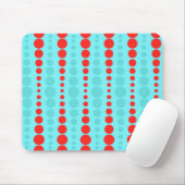 Retro Red en Turquoise Stippen Mousepad Muismat (Met muis)