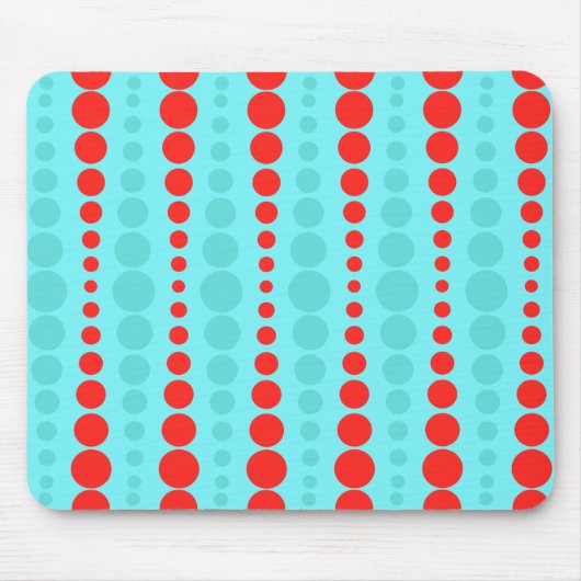 Retro Red en Turquoise Stippen Mousepad Muismat (Voorkant)