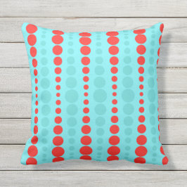 Retro Red en Turquoise Stippen Outdoor Pillow Buitenkussen