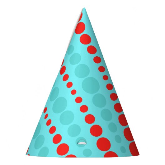 Retro Red en Turquoise Stippen Party Pet Feesthoedjes (Links)