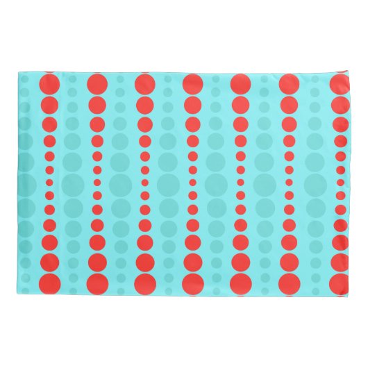 Retro Red en Turquoise Stippen Pillowcase Kussensloop (Achterkant)