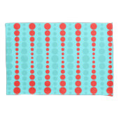 Retro Red en Turquoise Stippen Pillowcase Kussensloop (Voorkant)