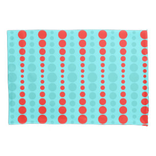 Retro Red en Turquoise Stippen Pillowcase Kussensloop