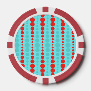 Retro Red en Turquoise Stippen Poker Chips