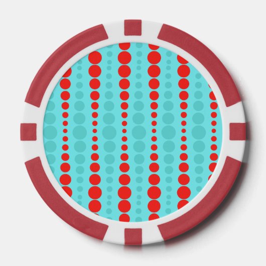 Retro Red en Turquoise Stippen Poker Chips (Voorkant)