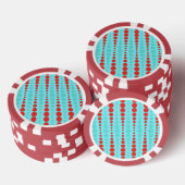 Retro Red en Turquoise Stippen Poker Chips (Opstapeling)