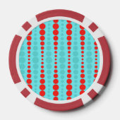 Retro Red en Turquoise Stippen Poker Chips (Achterkant)