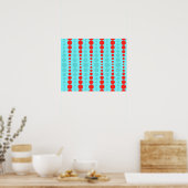 Retro Red en Turquoise Stippen Poster (Keuken)