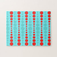 Retro Red en Turquoise Stippen Puzzle